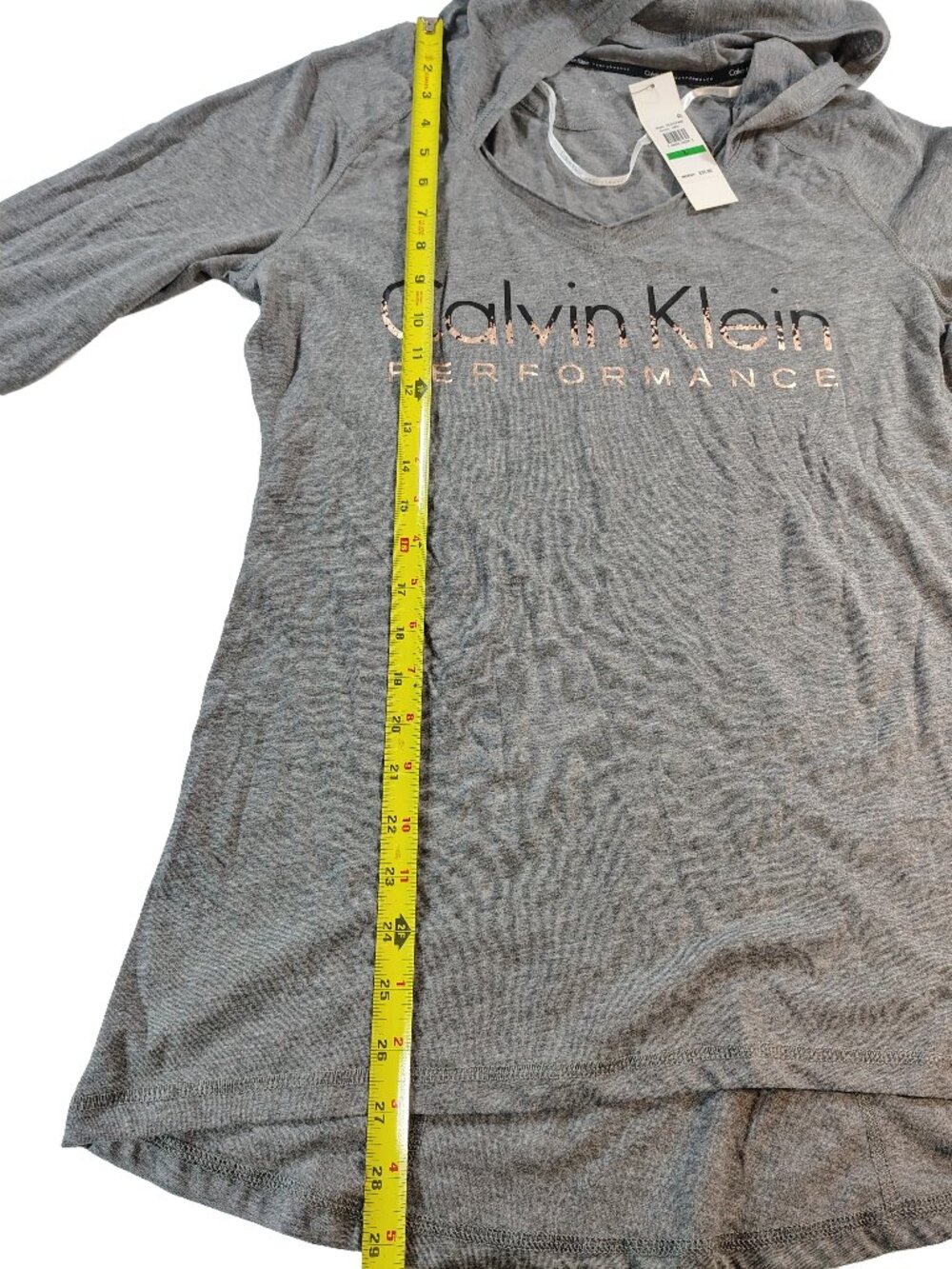 This New Women's Large Grey Calvin Klein Performance Long Sleeve Hooded Light Ja - Picture 5 of 8
